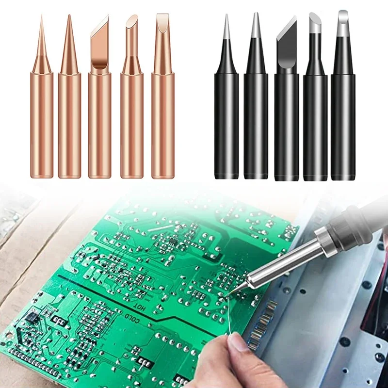 5pcs 900M-T I+B+K+2.4D+3C Copper Soldering Iron Tips Welding Iron Nozzle Head Electric Soldering Iron Lead-free Welding Tips