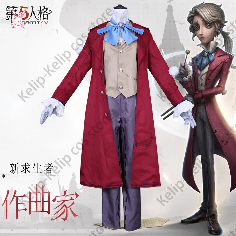 Game Identity Ⅴ Frederick Kreiburg Composer Cosplay Costume Music Banquet Survivors Swallowtail Coat Uniform Wig Man Party Suit