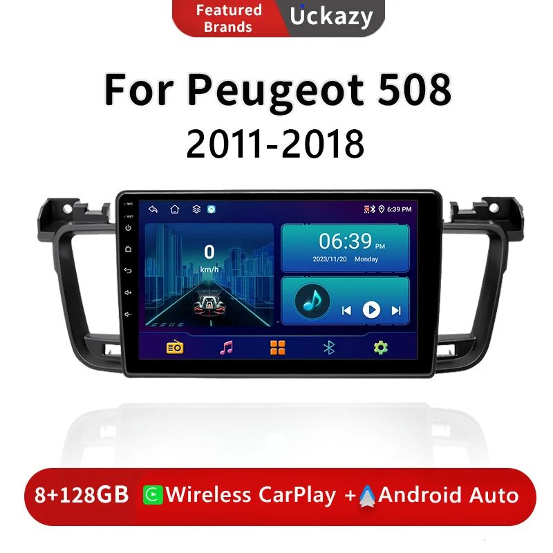 

9'' wireless Carplay Android 13 Car Radio For PEUGEOT 508 2011-2018 Multimedia Stereo Audio Navigation GPS 4G Navigation