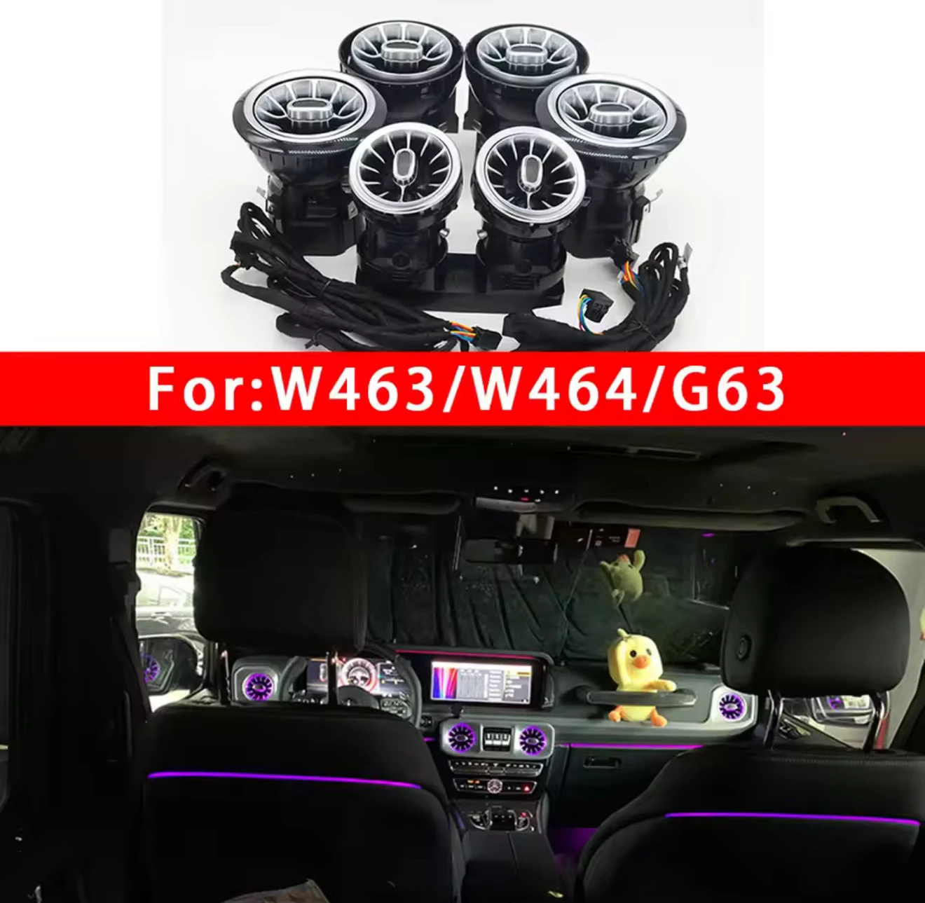 8/64 Colour Ambient light LED Vent For Mercedes Benz G-Class W464 W463 W463A G63 G550 G500 Turbine Shape Air Outlet Nozzle Refit