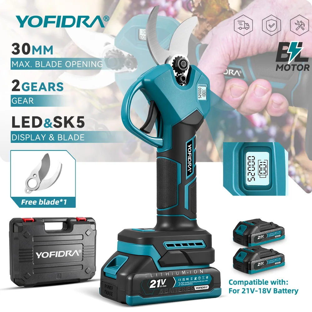 Sécateur électrique sans fil 30MM sans balais, cisailles pour branches d'arbres fruitiers, outils de jardinage électriques pour batterie Makita 21V