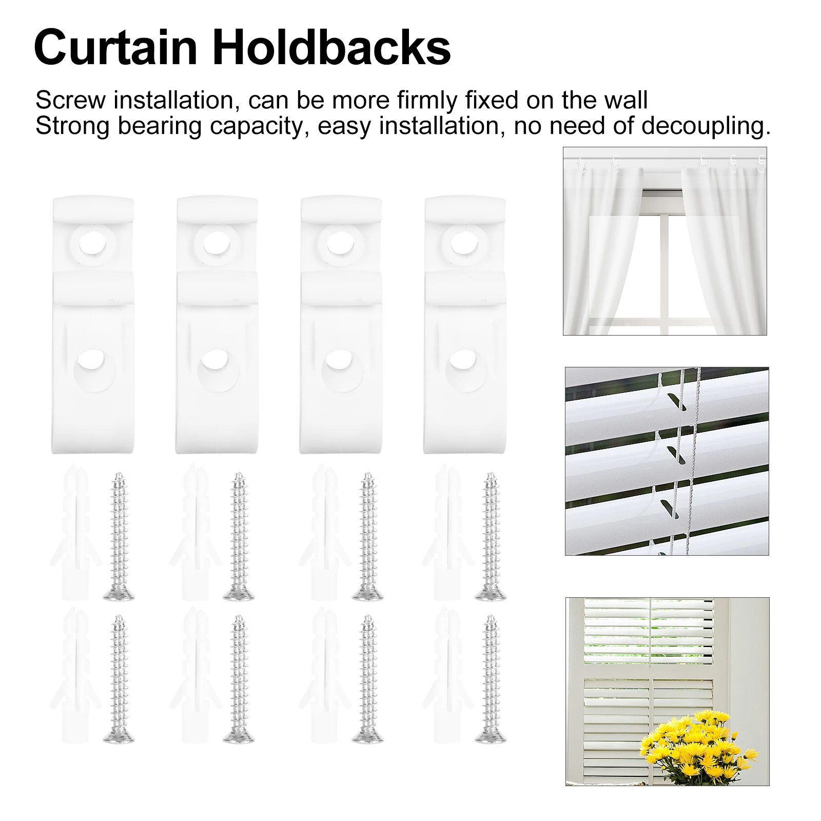 

8Pcs Window Blind Safety Hooks White Plastic Roller Fixing Clips Roman Roller Chain Clip for Curtain Tensioner Home Accessories