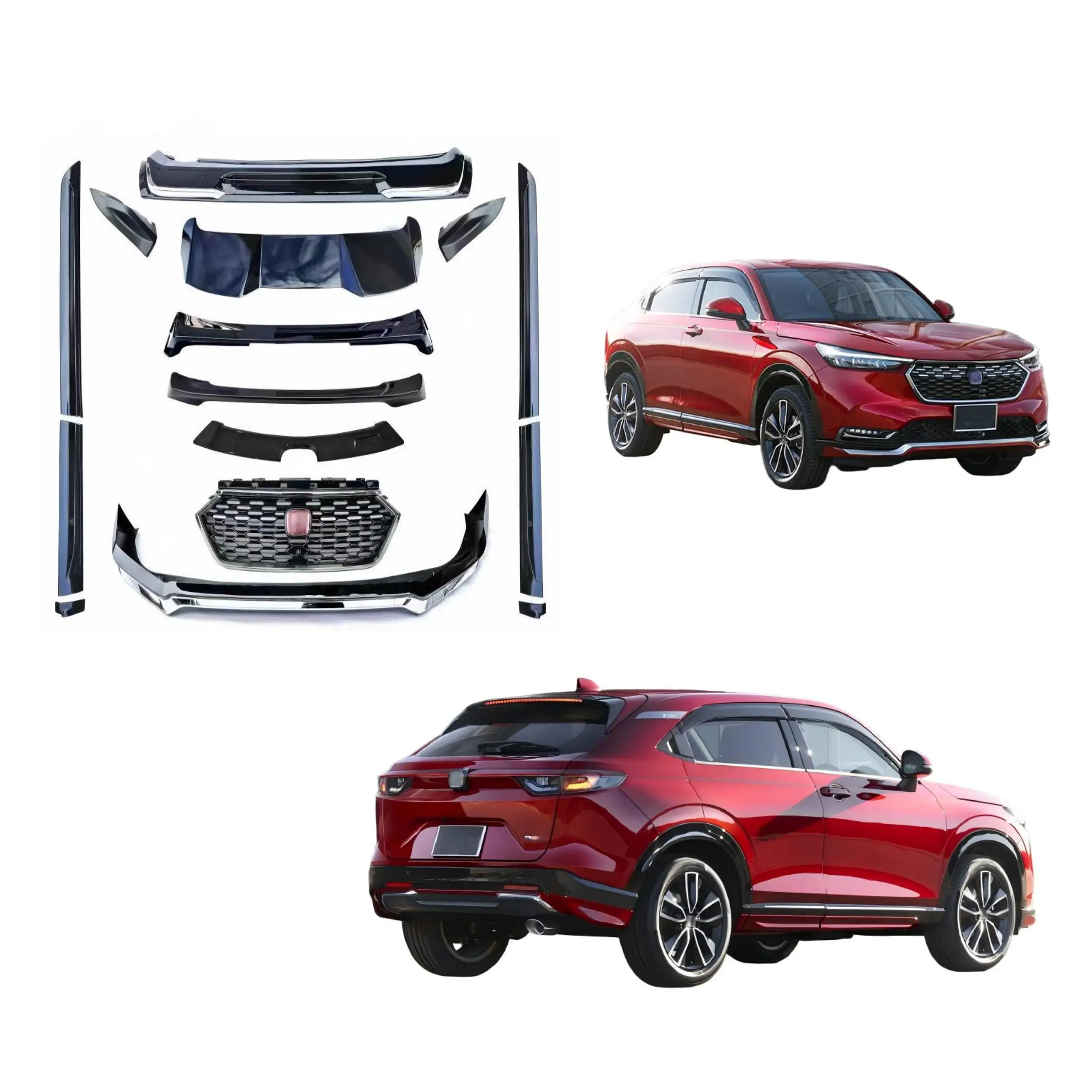 

Modification For Honda HR-V HRV VEZEL 2023-2025 Body Kits Front & Rear Bumper Side Skirt & Grille Spoilers Plastic Replacement P