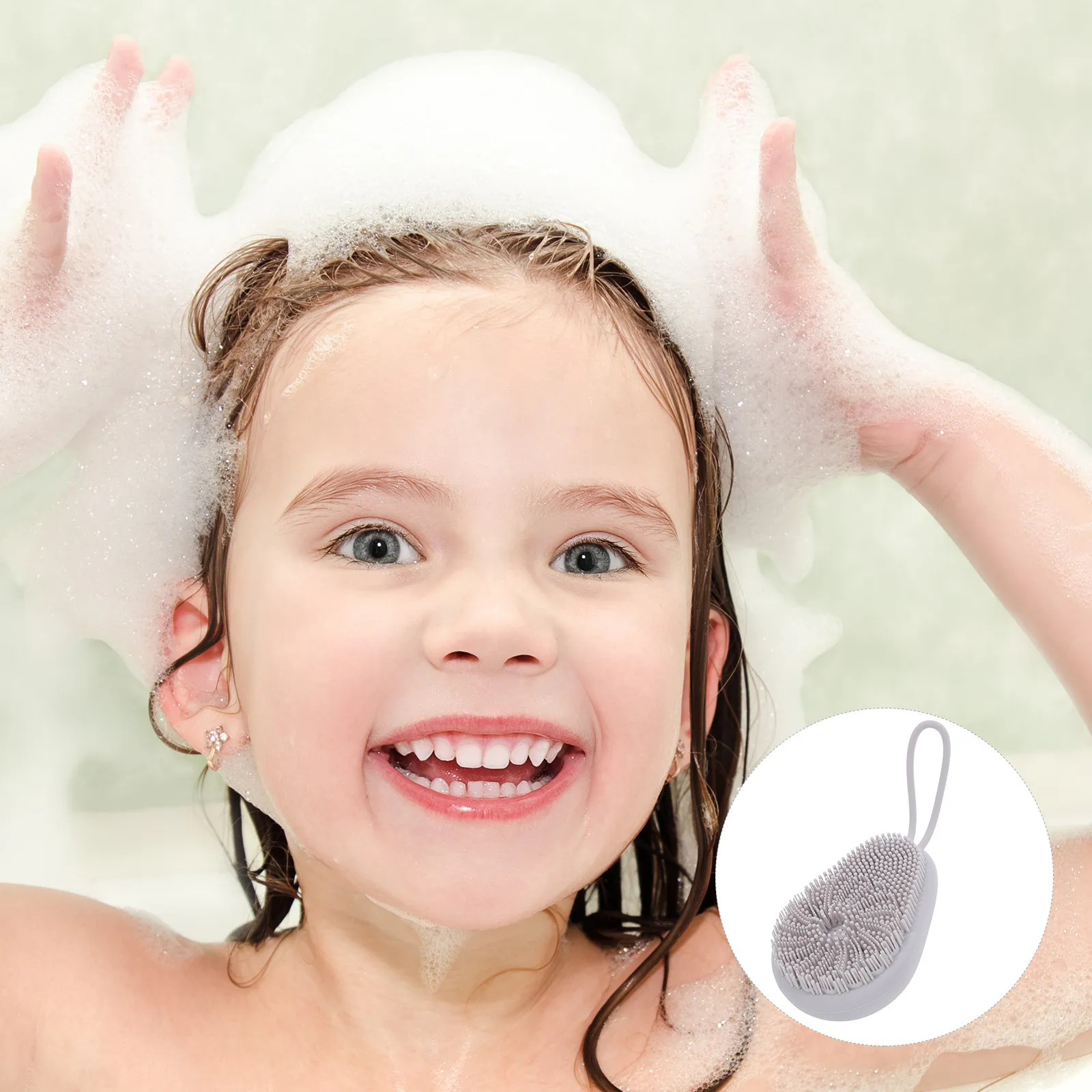 Soft Silicone Body Scrubber Light Grey Gentle Exfoliating Shower Scrubber Portable Sensitive Skin Bath Brush Avocado Design Deep