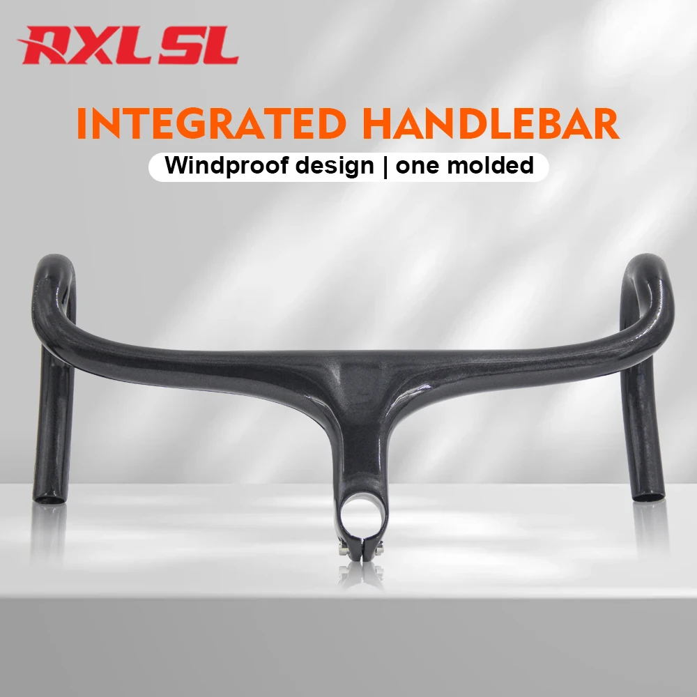 No Logo-Integrated Handlebar, Carbon Fiber, Road Bike, 1-1/8