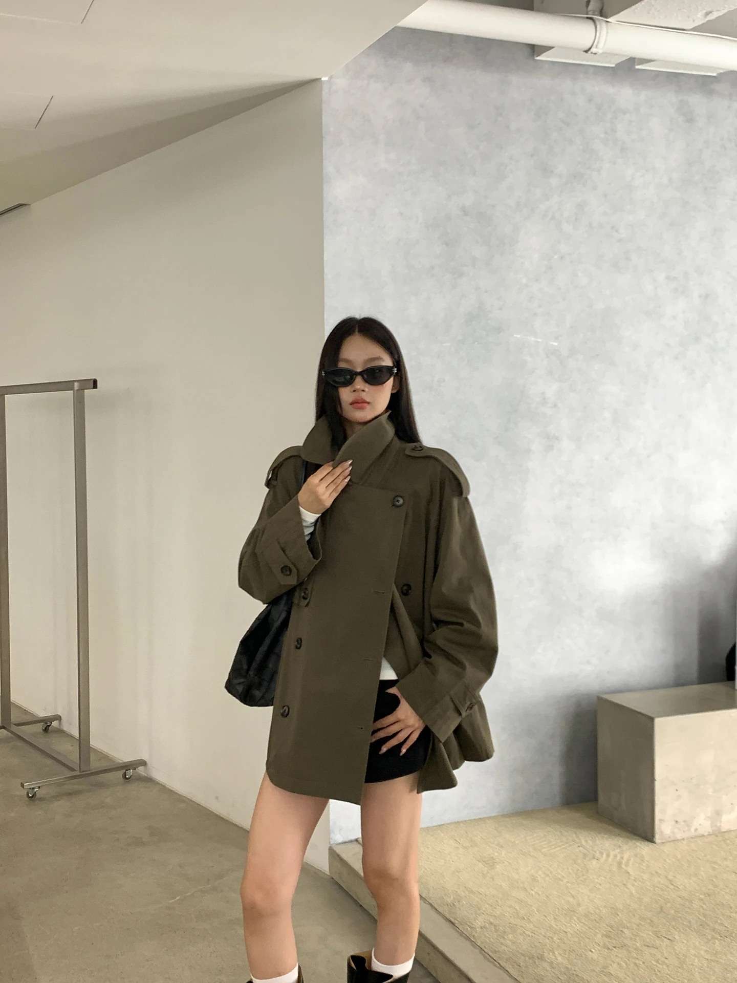 

ort Women's Jaet 2025 New Autumn Korean Sle Coat Red Celebri Store Cotton Straight Cut Long Sve Double Breasted