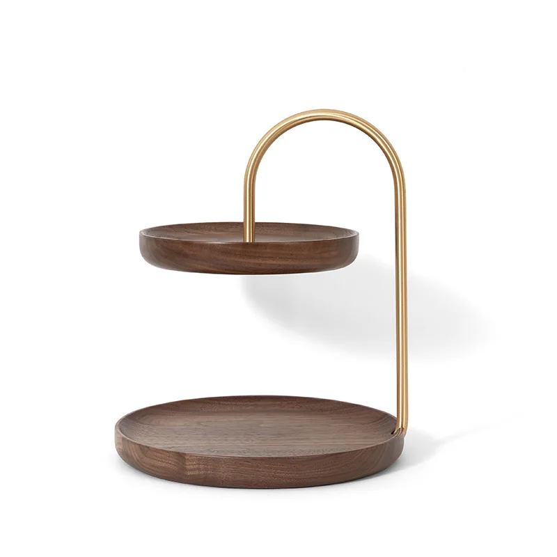 

Round wooden double-layer tray, fruit plate, storage plate