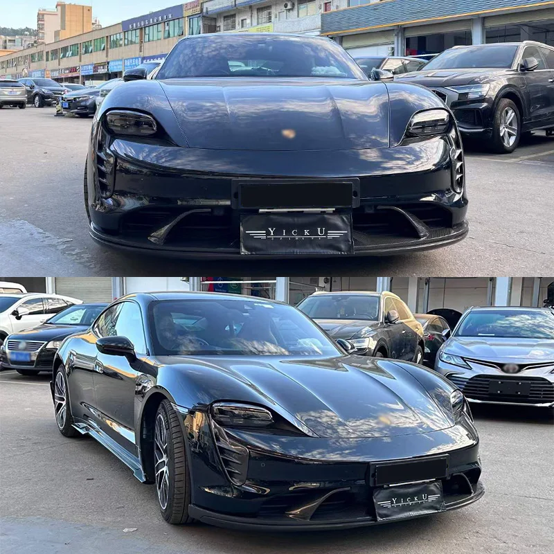 Runde Techart Style Car Bumpers for Porsche Taycan Upgrade Techart Carbon Fiber Body Kit Front Lip Rear Diffuser Side Skirts