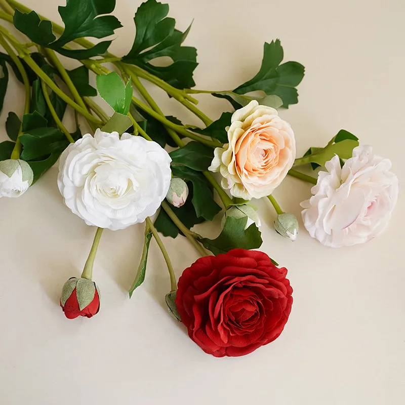 Feuchtigkeitsspendende 2-köpfige Tautropfen-Lotusblumen, Künstliche Hochzeitsdekoration, Kamelien-Brautstrauß, Heimparty-Deko, Flore, 5 Stück – Detail 2
