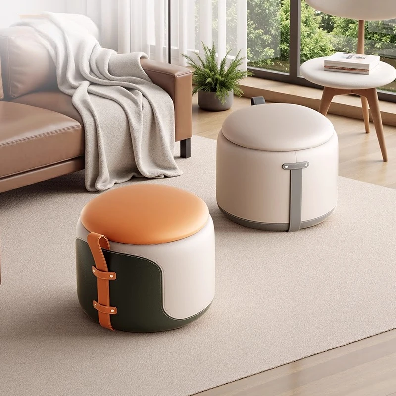 قابل للتعديل تخزين البراز جولة المحمولة الصناعية الجلود بوف العثماني البراز غرفة المعيشة الأرائك Tabourets دي بار الأثاث