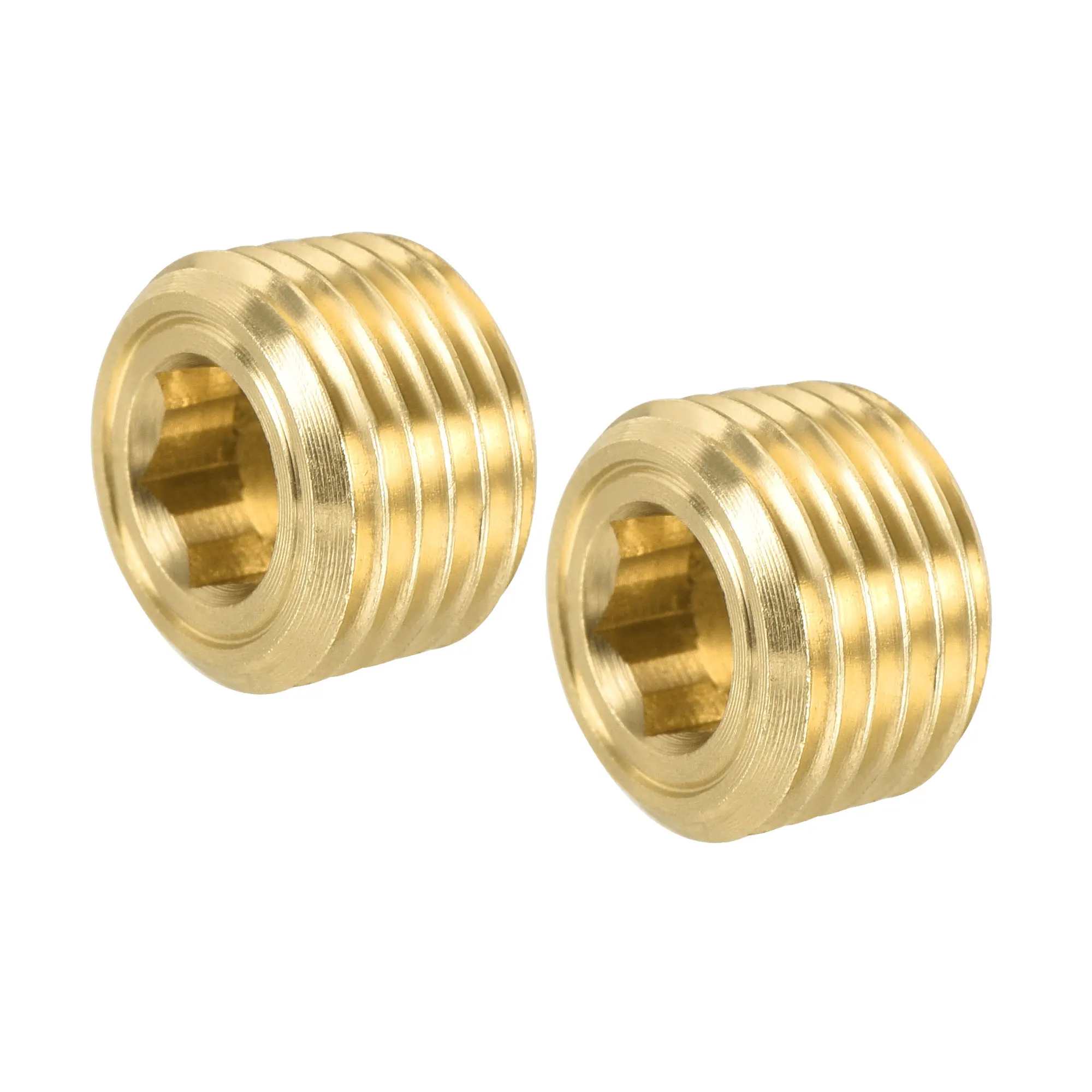 2-10Pcs Brass Pipe Plug 1/8 1/4 3/8 1/2 3/4 1 NPT Male Thread Hex Internal Head Socket Fitting Plug End Cap for Water Pipeline