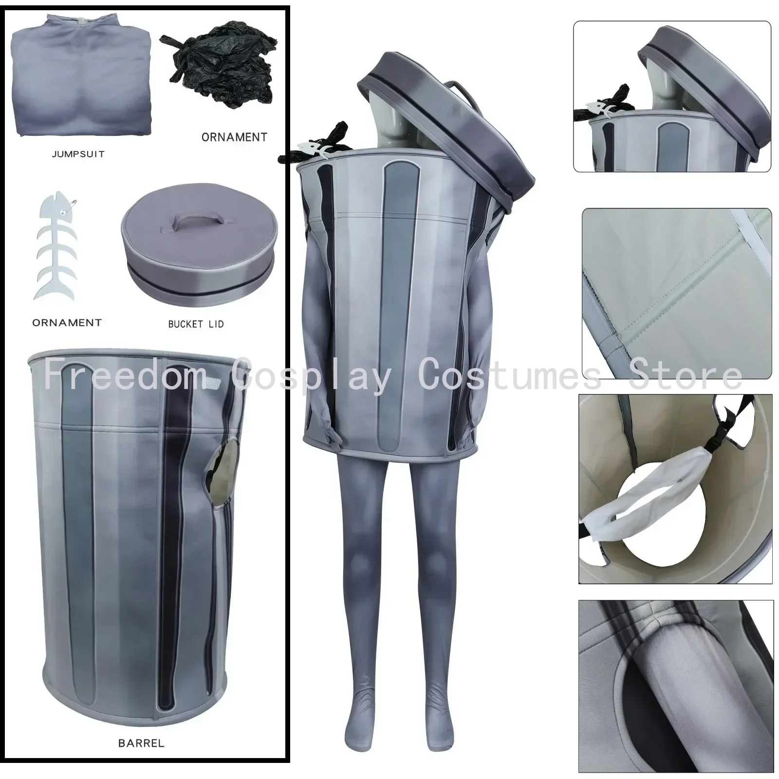 Jeu Honkai: Star Rail Lordly Trashcan Cosplay Costume pour hommes et femmes, tenue adulte, masque de poubelle, tenue de fête d'Halloween