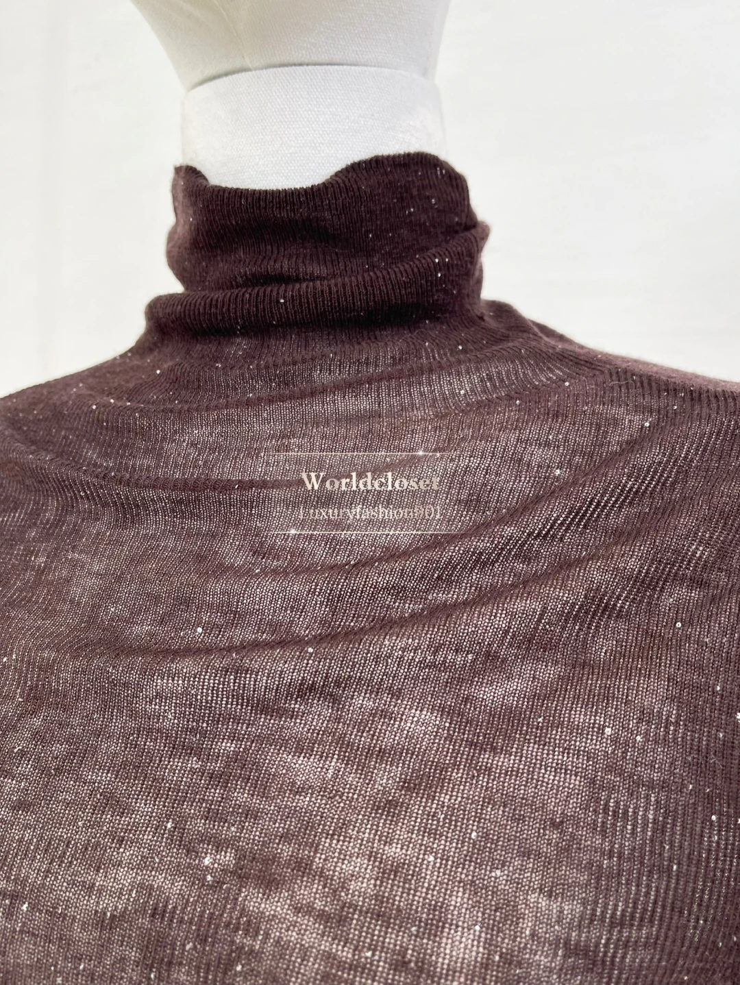 Brown Long Sleeve Yarn Fur Collar Knit Slim Pullover Long Sleeve Blouse Tops