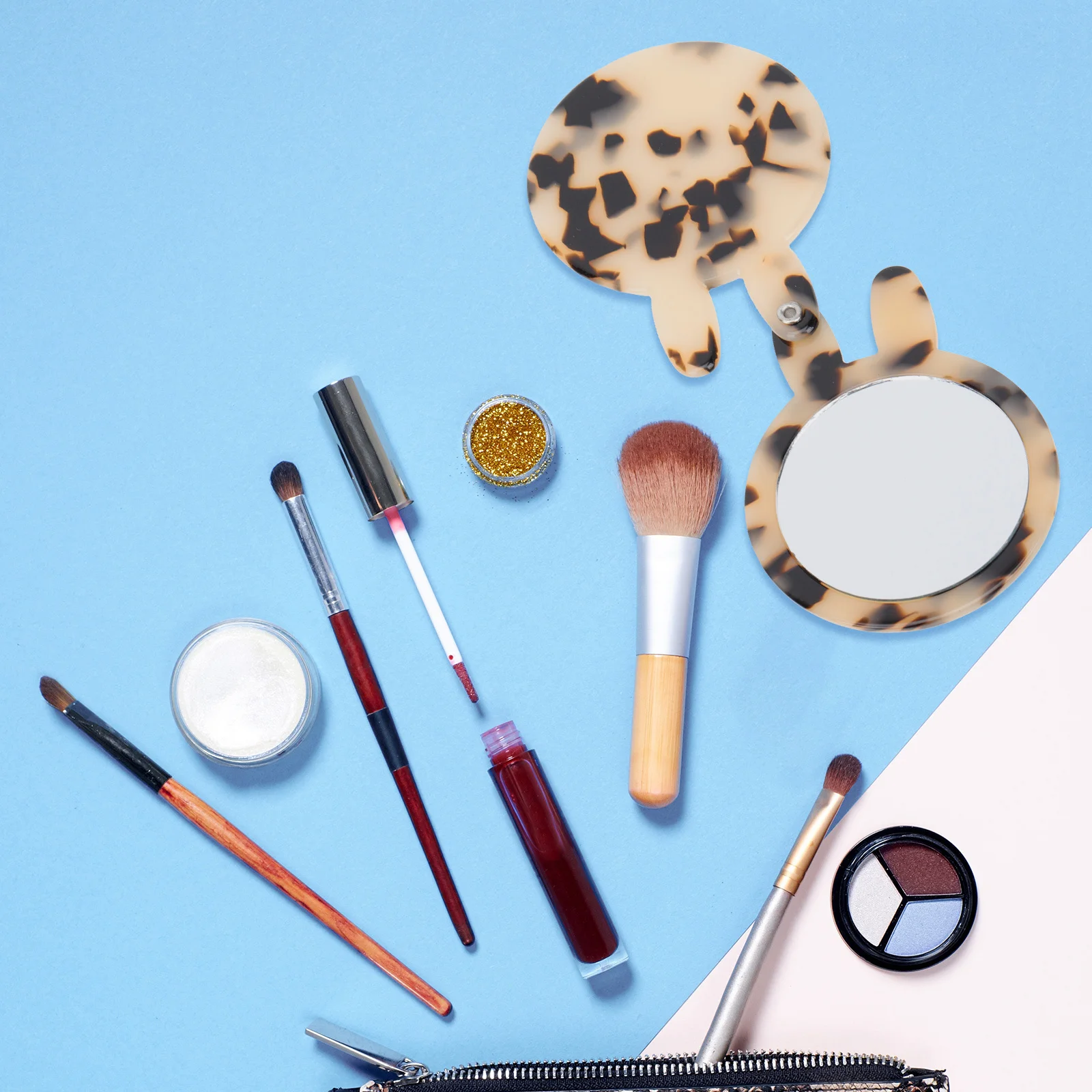 مرآة مكياج على شكل أذن أرنب، تصميم صغير الحجم، مرآة سفر أنيقة للنساء، أداة تجميل هدية #4