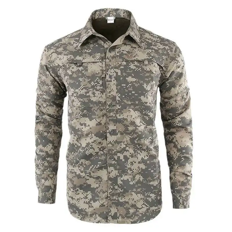 

Tactical Outdoor Hiking Sports Breathable Anti UV Quick Dry Hunting Camouflage Removable Lapel Cardigan Tops