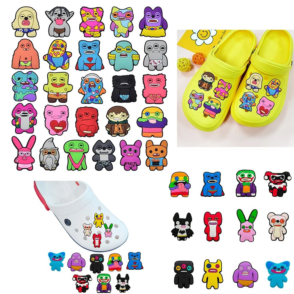 12/26pcs Cartoon Tooth Monster Shoe Charms For Clogs Ghost Shoe Decoration Premium Quality Popular Charms Accessories Great Gift