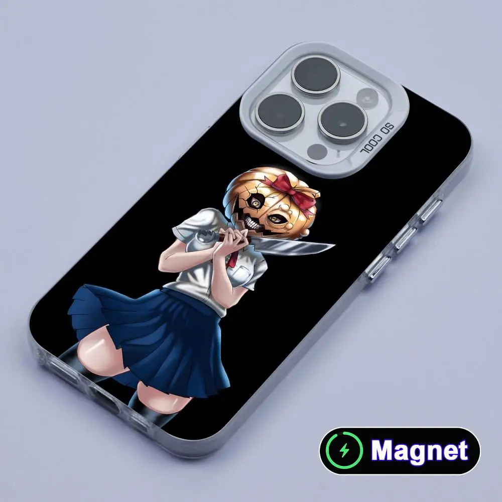 Funda para Teléfono Pumpkin Naoko Kirino para iPhone 17 16 15 14 13 12 11 X XR XS Air Pro Max Plus, Colorida, Plateada, con Imán