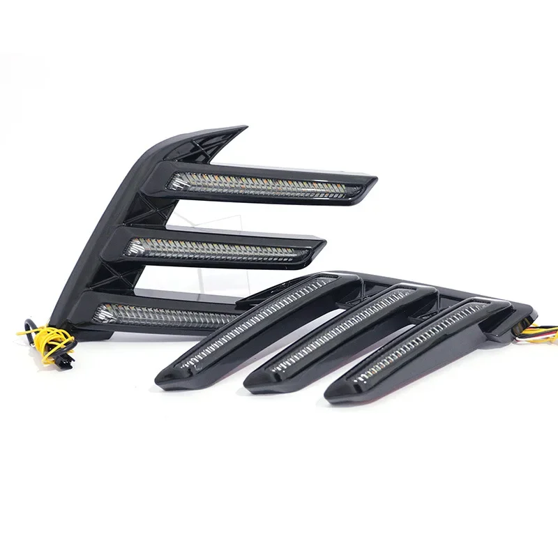 For Geely Coolray 2021 2Pcs Car LED Daytime Running Lights Front Bumper Fog Lamp DRL Yellow Dynamic Turn Signal 12V Daylights