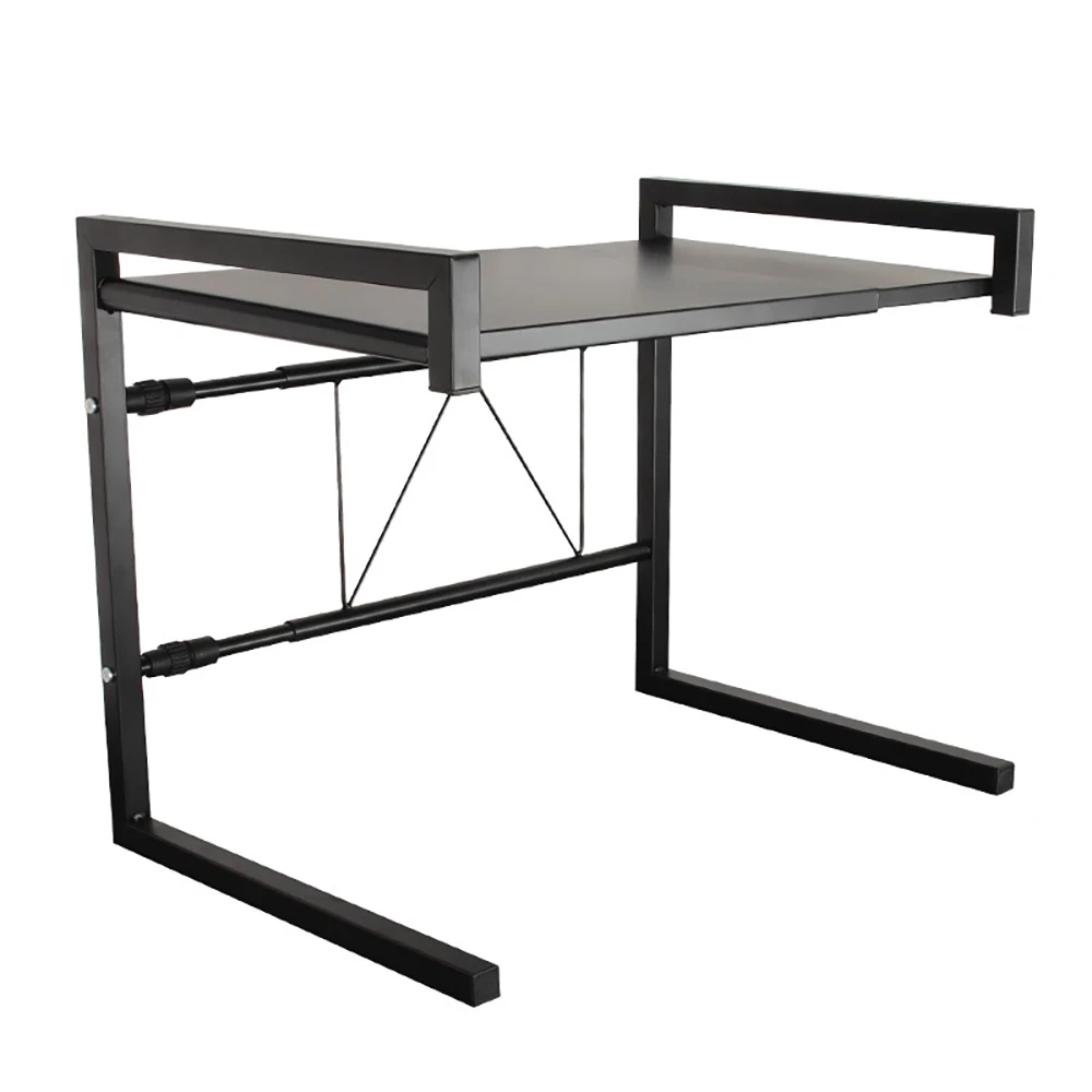 

Expandable Microwave Oven Rack Kitchen Rack Black Carbon Steel Kitchen Organizer Shelf Length Adjustable