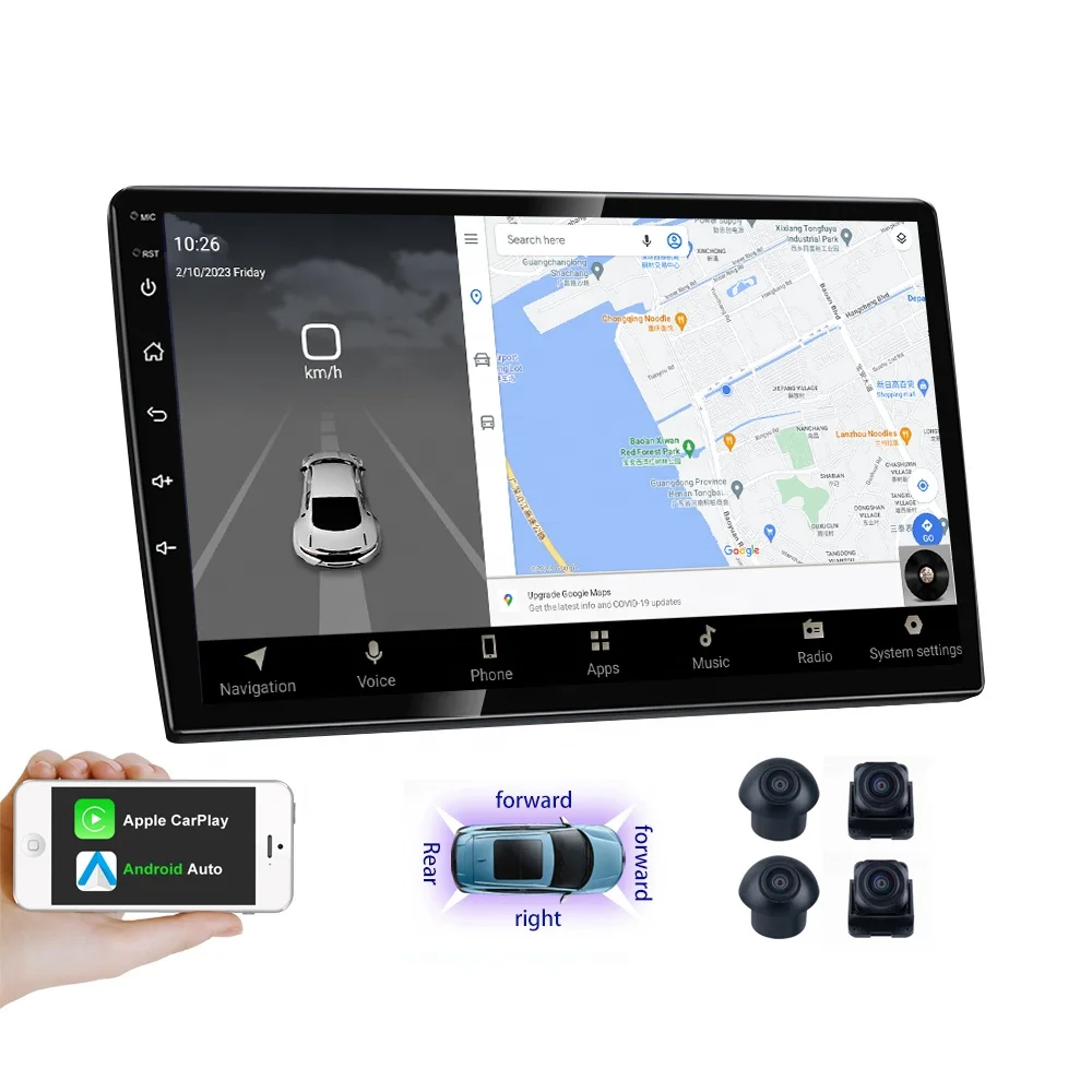 For 7/9/10 Inch Universal QLED 1280*720 Qualcomm SDM450 360DVR 4G/BT5.0 Android Auto Carplay 2 Din GPS Amplifier Portable Car