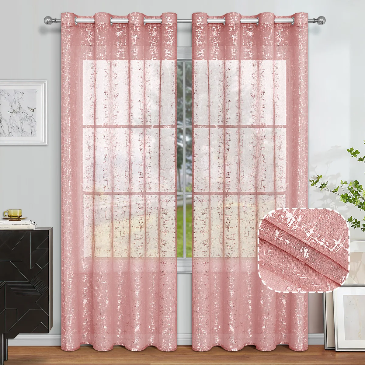 ستارة فضية مطبوعة جروميت ستائر - مراجعة Linen Curtain Eyelet وسعره