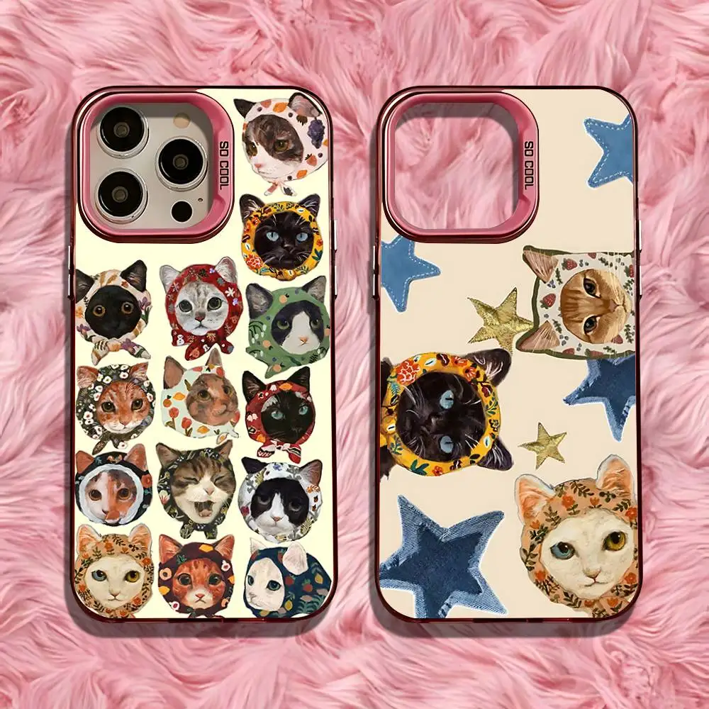 

Fashion B-Babushka Cat Phone Case For iPhone 16,15,14,13,12,11,Pro,Max,Plus,Mini,SE Anti Fall Pink Matte Hard Bumper