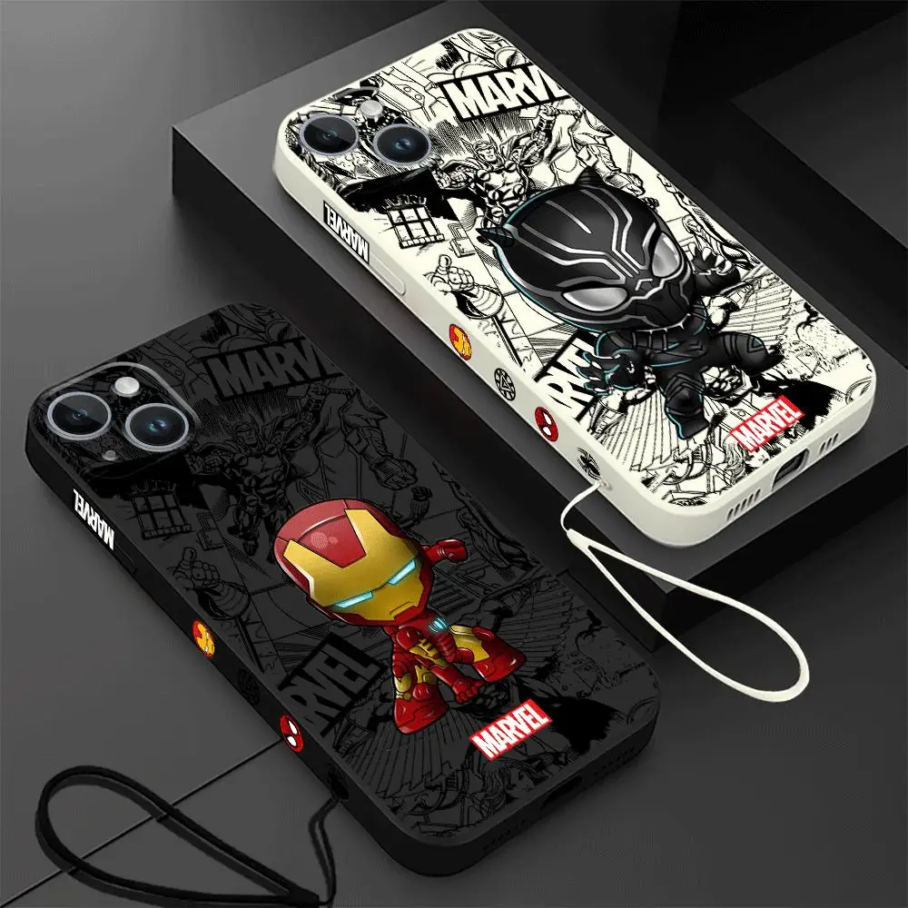 Marvel Ironman Black Panther Phone Case for Apple iPhone 11 13 14 15 12 Pro Max 14 15 7 8 Plus X XR XS 13 12 Mini Matte Cover