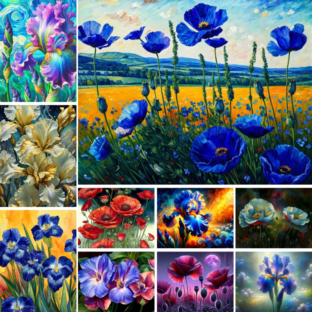 Flowers Poppy Iris Paint By Number For Adults Arts And Crafts For Adults Room Decoration Personalized Gift Ideas Wholesale 2024