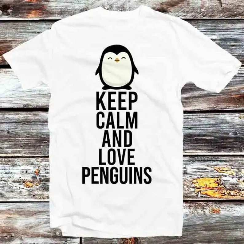 

Футболка с надписью Keep Calm And Love Penguins, винтажный Ретро классный подарок для мужчин и женщин, унисекс, мультяшный Аниме Топ B1070