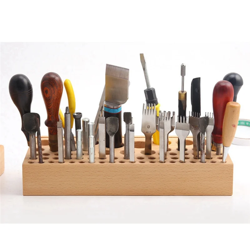ABBY-Tool Rack 68 fori manuale fai da te in legno di faggio tavolo portautensili rack di stoccaggio portautensili per stampa cassetta degli attrezzi durevole