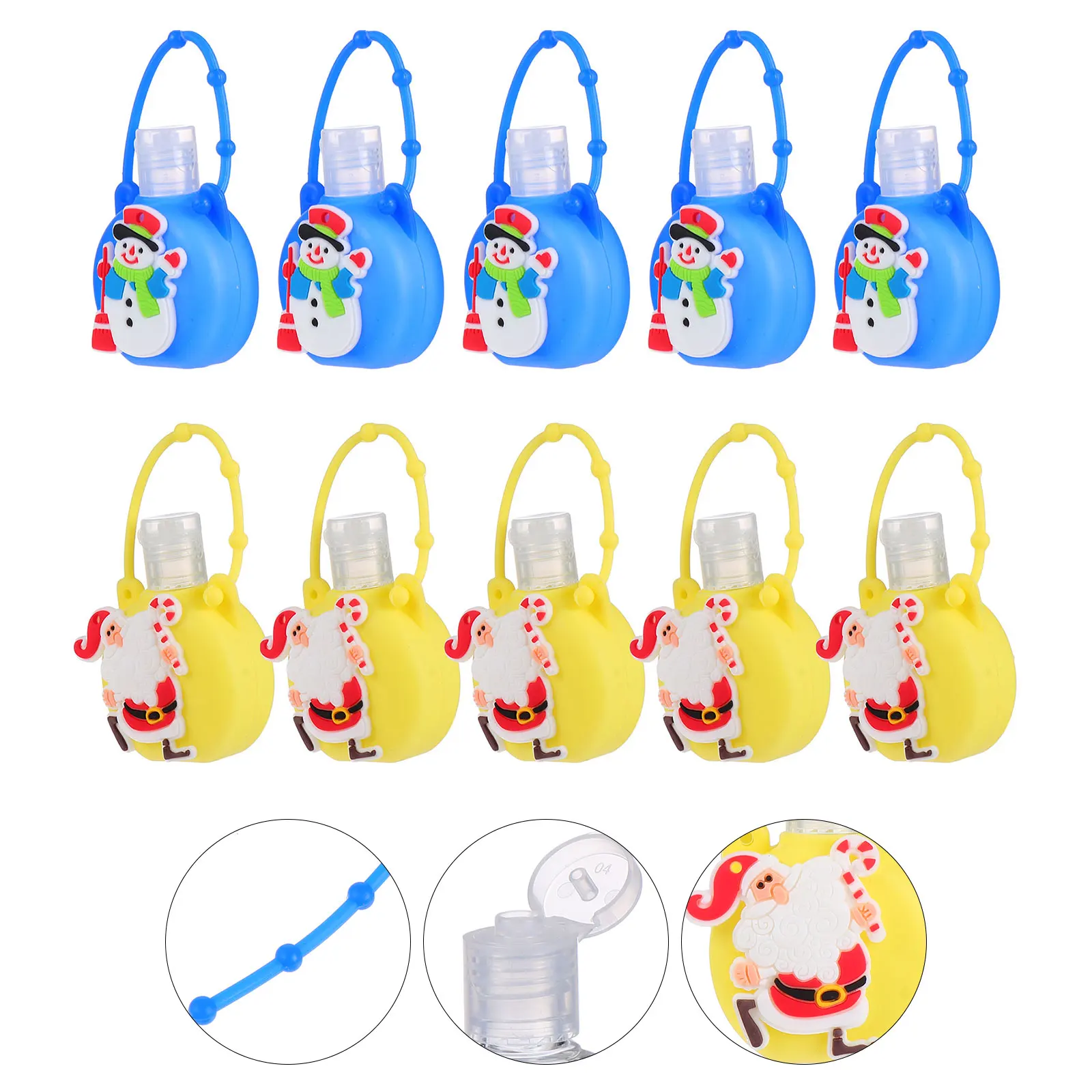 

10 pcs Christmas Travel Size Portable Empty Bottles Storage Containers Reusable Silicone Plastic Sub Bottles For Shampoo Lotion