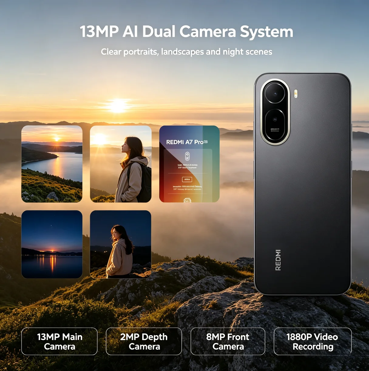 Best‑Selling 2026 Brand New Redmi A7Pro Android Gaming Phone 8 GB RAM 256 GB ROM 6.9‑Inch FHD+ Screen Powerful Helio G85