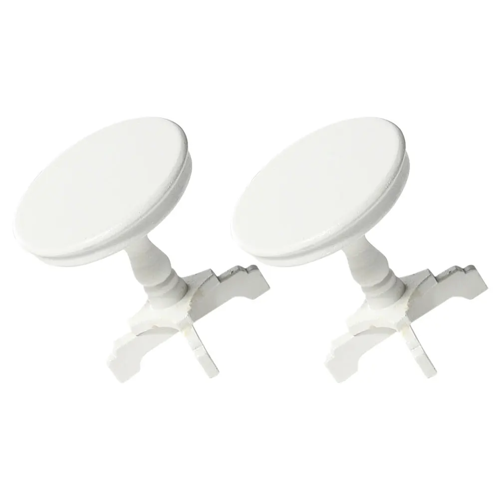 Mini Table ronde décorative pour maison de poupée, 2 pièces, meubles de bureau, salle à manger, jardin féerique, Miniature en bois