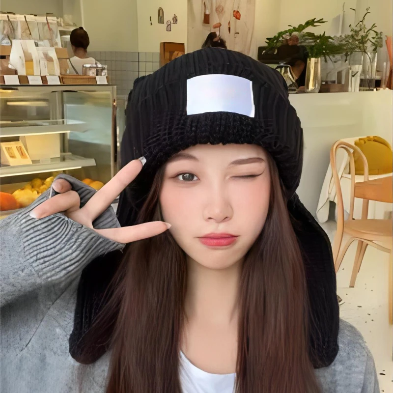 

Korean Fashionable Brand Design Niche Personalized Rabbit Ear Wool Hat Autumn Winter Ear Protection Warm Knitted Caps Versatile