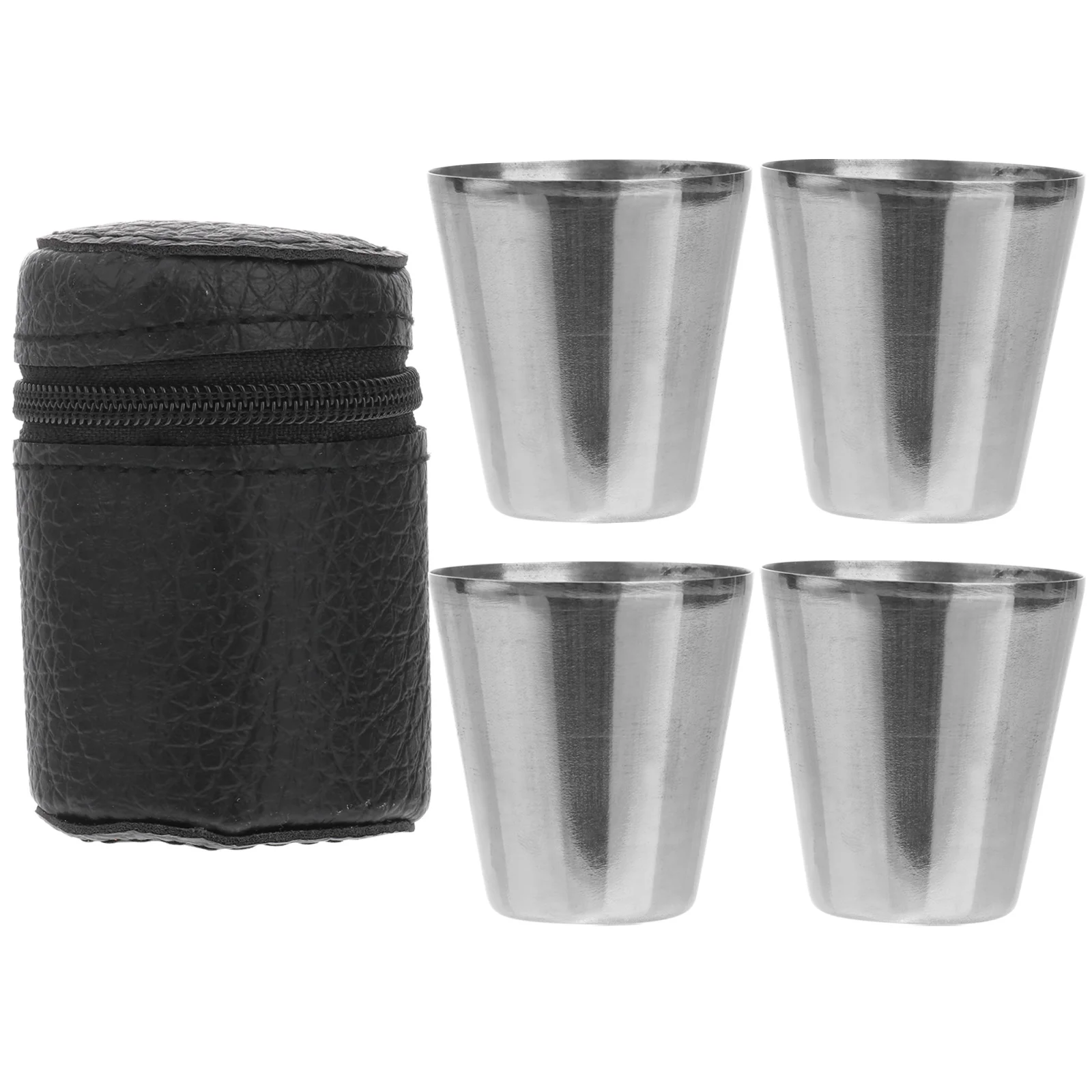 

4 Pcs Mini Portable Stainless Steel Shot Cups 30ml Metal Drinking Cups for Kids Camping Hiking Kitchen Barware