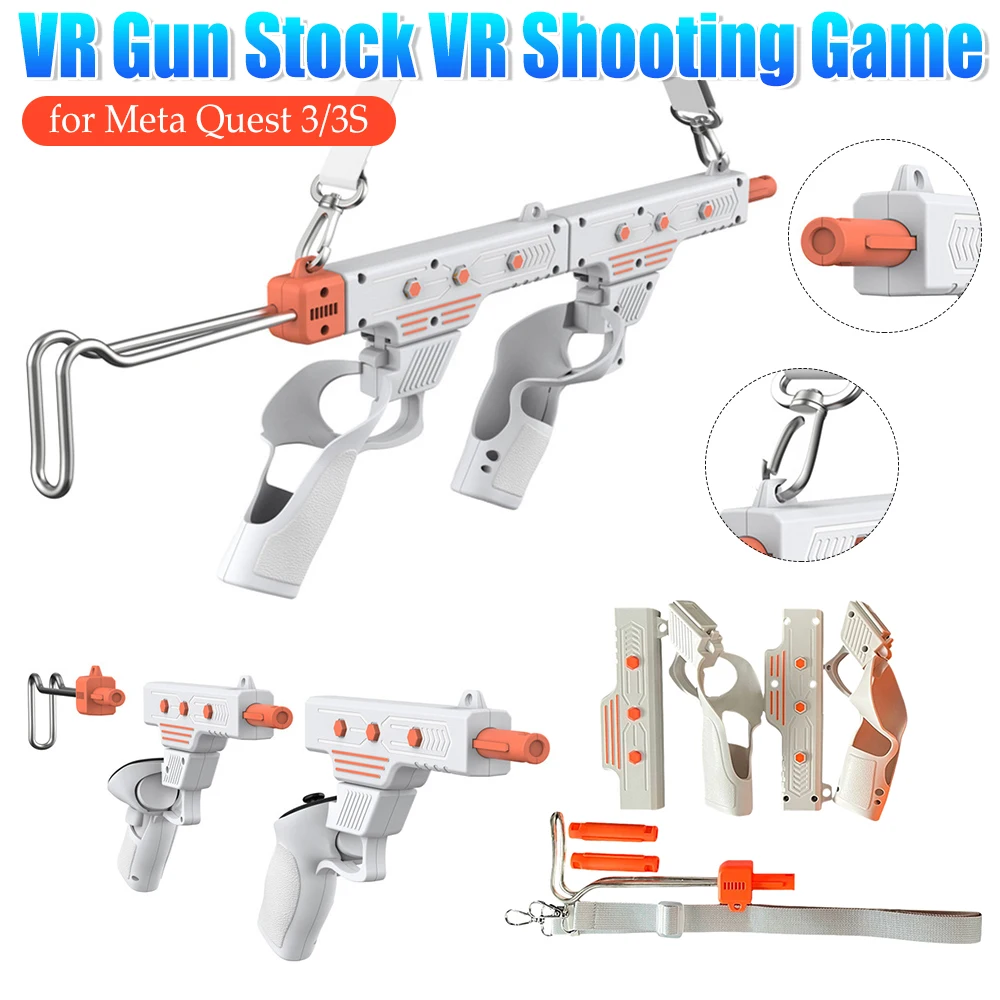 Adaptador de Rifle de pistola VR, empuñaduras de controlador, mango de extensión, accesorios de juego de tirador para Quest 3/3S