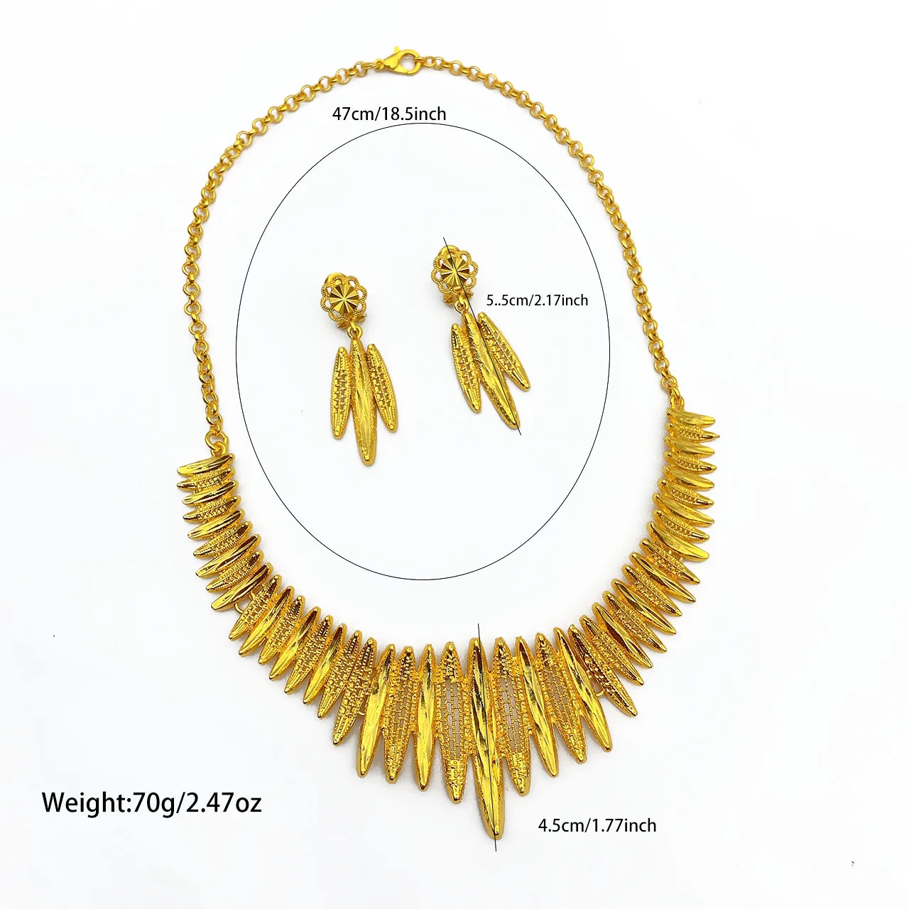 ANIID Dubai 24K Gold Color Jewelry Sets Wedding African Necklace Earrings For Women Nigerian Indian Bridal 2PCS Set Party Gifts - view 6