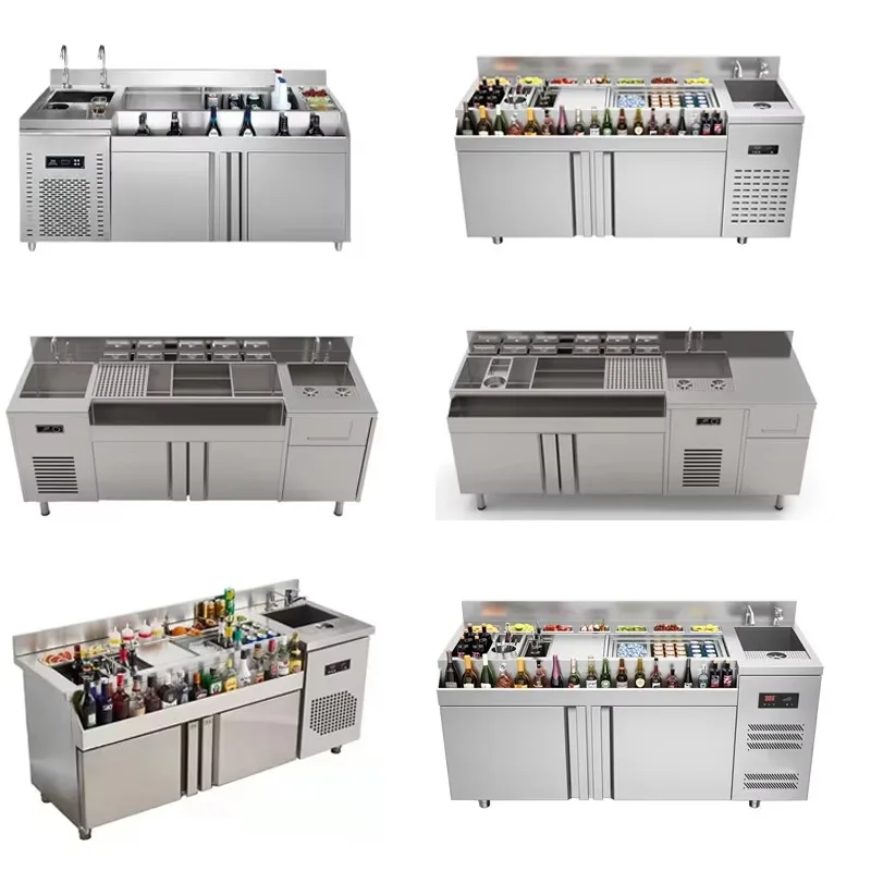 Customized Commercial Cocktail Bar Station Hotel Restaurant Stainless Steel Demountable Modular Bartender Counter