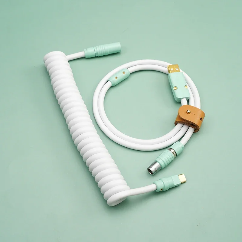 GC Manual Custom Mechanical Keyboard Data line Rubber Spring Contraction Rear Tiffany Hardware Rubber white