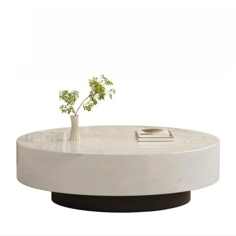 طاولات قهوة منخفضة الحجر مستديرة بيضاء فاخرة تصميم طاولات القهوة الرخام الإيطالي Mesas De Centro Para Sala اكسسوارات المنزل