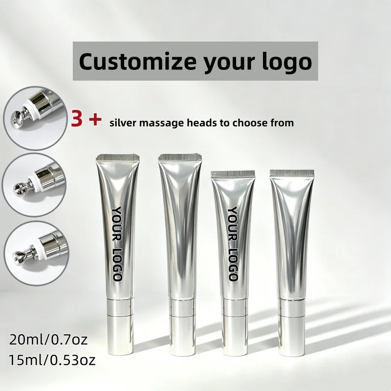 Logo Custom50Pcs Customized 15ml 20ml All Silver Series Empty Soft Plastic Squeeze Tube with Lipstick and Cosmetics Packaging