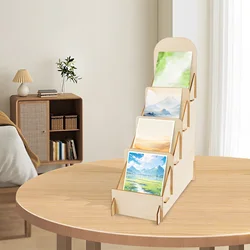 Greeting Card Organizer Display Stand ,Multi-Purpose Counter Retail Display Rack , 4-Tiered Wooden Display stand