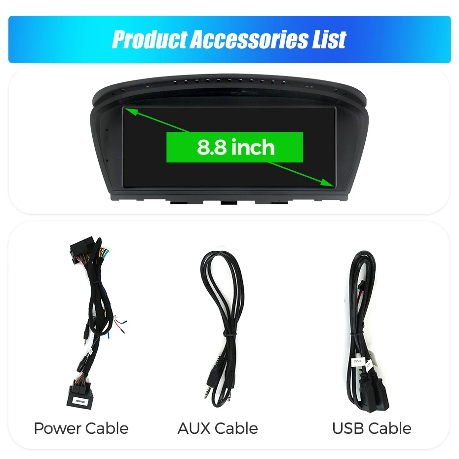Image 9: Système audio intelligent pour voiture MEKEDE EU Warehouse Linux Screen, compatible avec BMW Série 5 et 3 (E60, E61, E62, E63, E90, E91, E92, E93), avec écran 8,8 pouces, lecteur multimédia, Carplay sans fil, Android Auto, autoradio 2 Din, Bluetooth, stéréo, unité centrale.