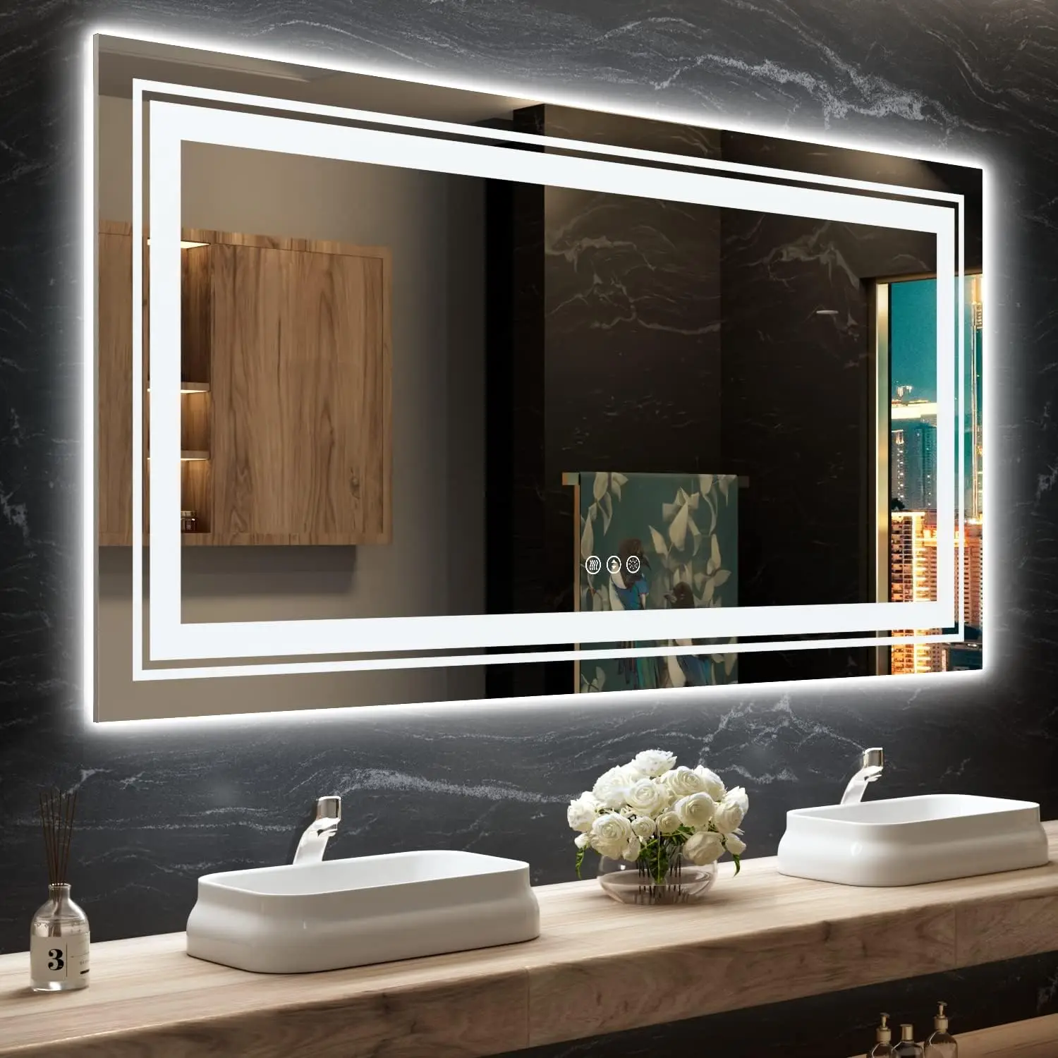 

72"X36" with Front and Backlit, Anti-Fog, Large Bathroom Vanity Mirror for Wall, Memory Function