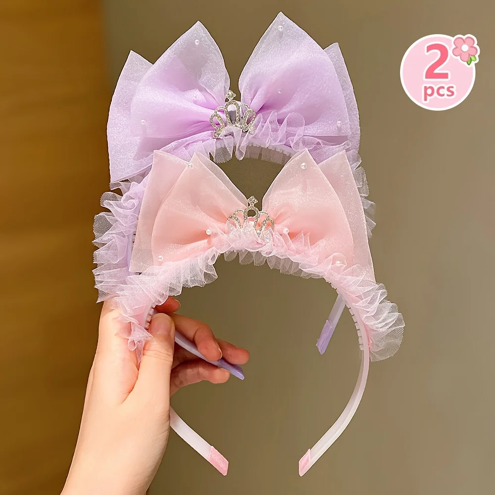 1/2 pieces of sweet crown headband, super fairy kidsren\'s cute bow lace headband hair accessories, little princess super cute he