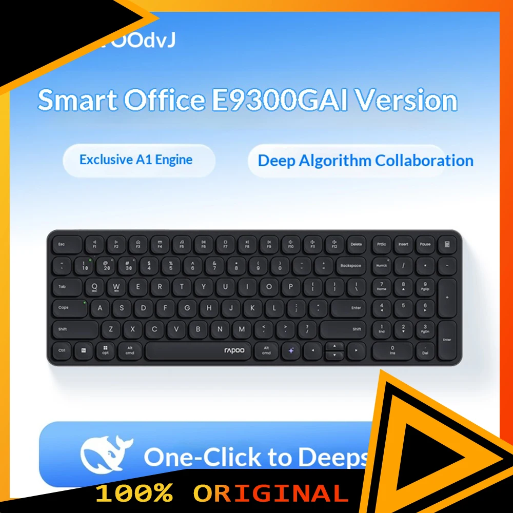 Rapoo E9000G AI Wireless Keyboard 3.9mm² Reduce Power Consumption 500mAh Dual Mode Connection Office Keyboard For Pc Accessories