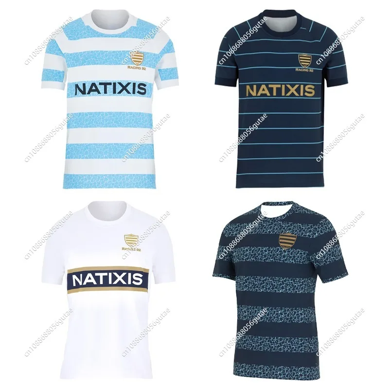 Hot New Racing 92 Home Jersey 2024-2025 Match Suit 3D Printed T-shirt Comfortable Quick Drying Breathable Rugby Sports Top