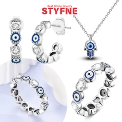 Sterling Silver S925 Original Zircon Bow Jewelry Sets Ring Earrings Necklace for Women Trendy Valentine's Day Fine Jewelry Gift