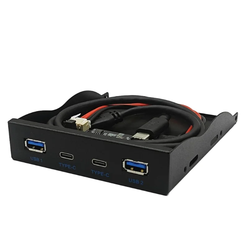 لوحة خليج محرك الأقراص المرنة USB3.2 GEN2 TYPE-C لوحة محرك الأقراص المرنة 10 جيجابت في الثانية 3.5In HUB 19PIN إلى C Port المقابس الخلفية الأمامية