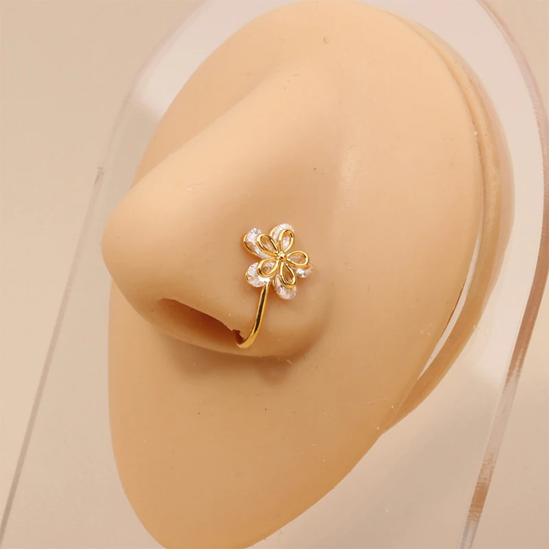 1PCS Fake Piercing Nose Ring Heart Star Crown Clip On Nose Ear Clip Cuff Earring For Women Girl Gift Body Jewelry